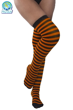 CALZE COLLANT RIGATE ARANCIO NERO DONNA